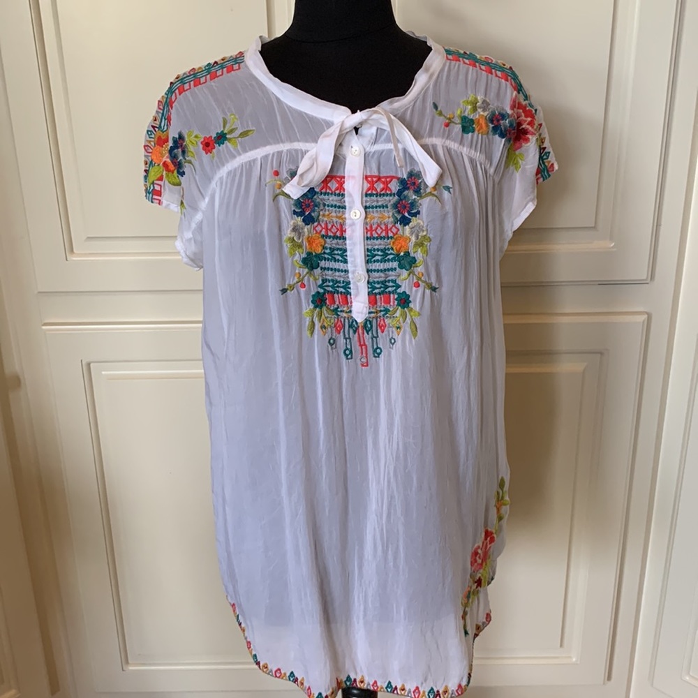 Johnny Was Polyester Embroidered Blouse